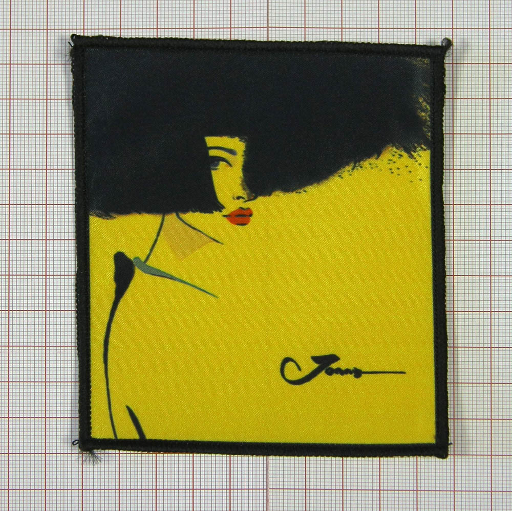 Нашивка тканевая Желтая девочка Волосы 10*12см, черно-желтый рисунок, шт. Нашивка Ткань