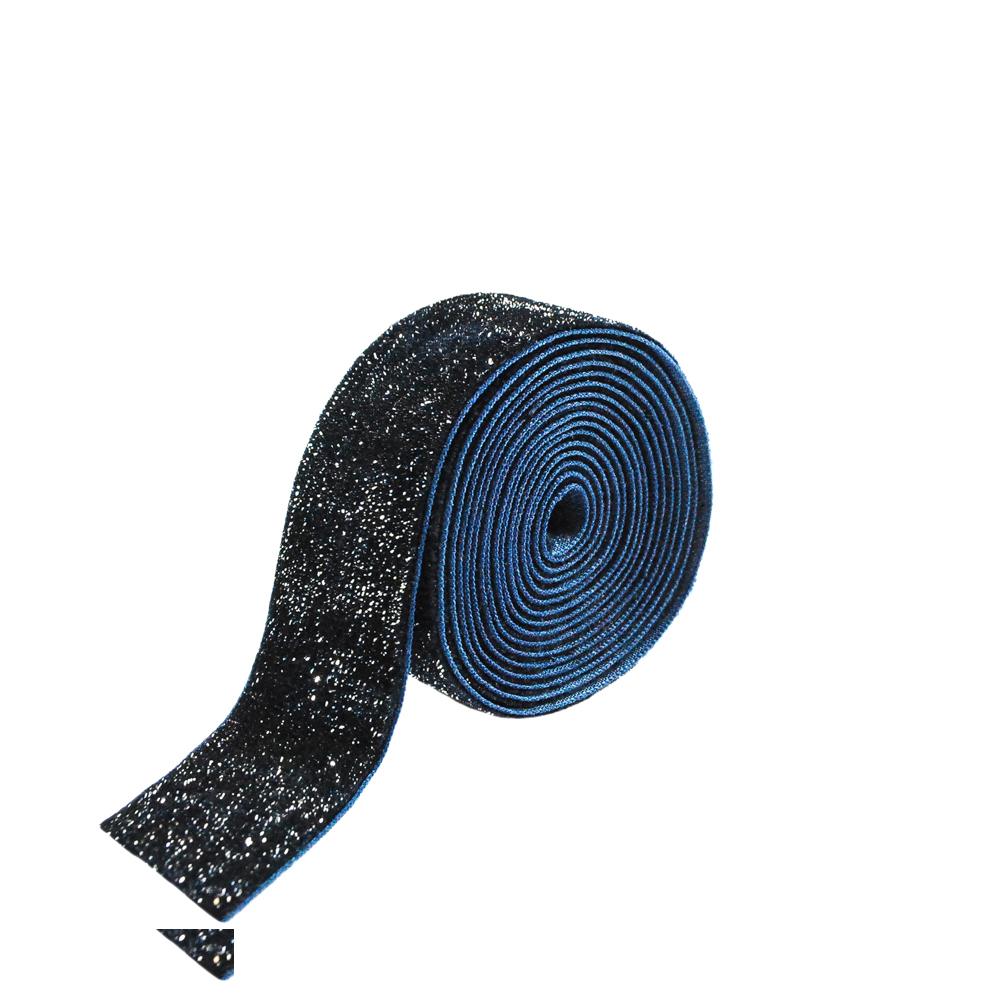 Тесьма люрекс 2,5см, синий и синий люрекс, 100ярд. Тесьма