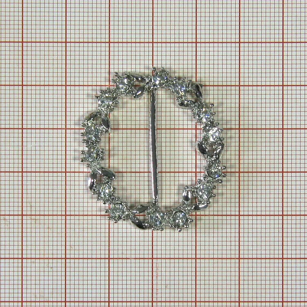 Укр. стекл. 7553 NIKEL перетяжка овал 2,5см, шт. Перетяжка металл со стразами