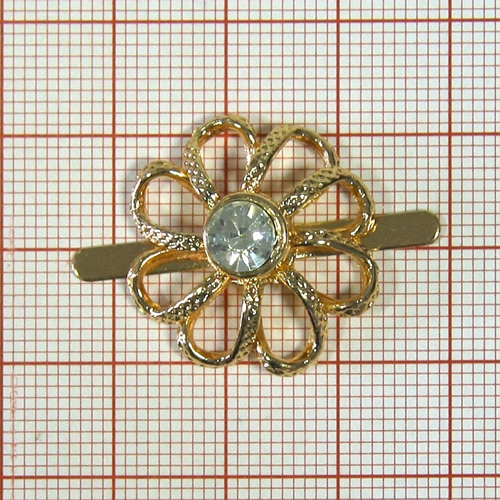 Краб металл 3046 8 петелек GOLD, белый камень 23*23, шт. Крабы Металл Цветы, Жуки