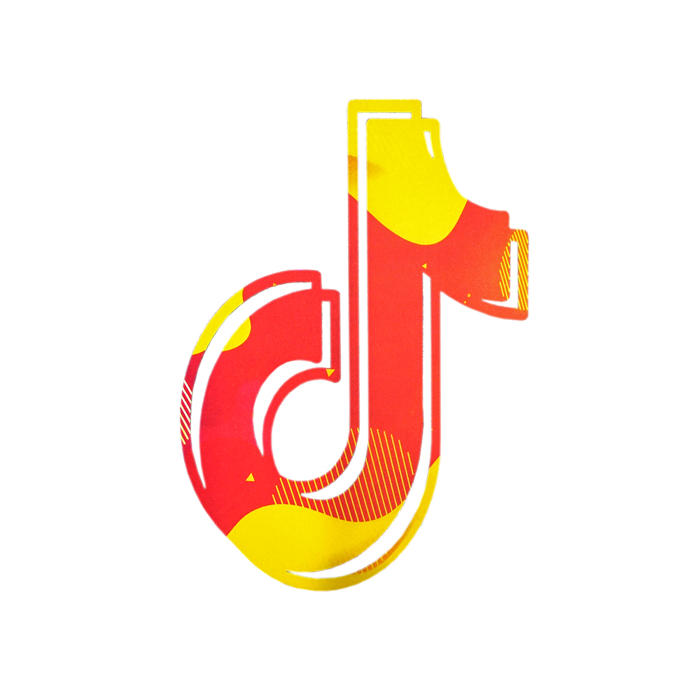 Термоаппликация №7-4 TikTok (цветная нота) красно-желтая 15*24см, шт. Термопереводки Детские