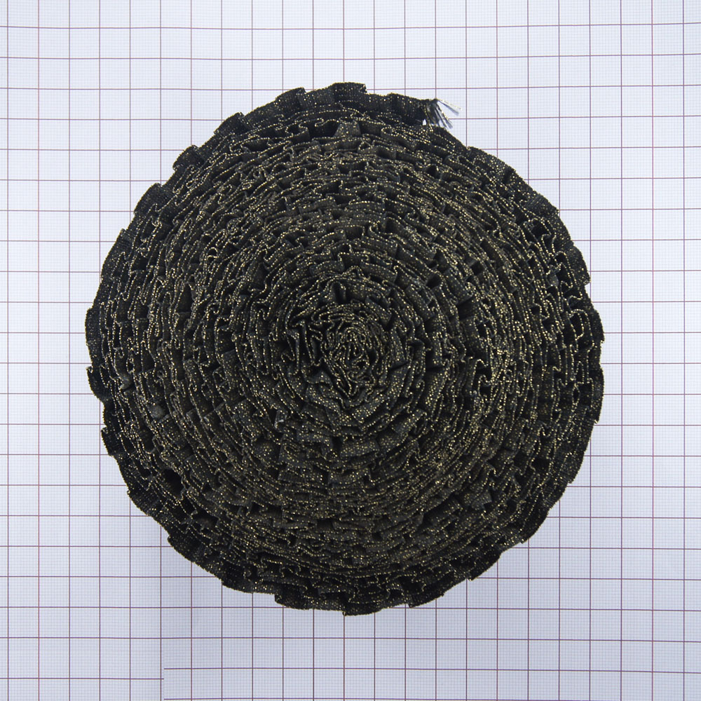 Резинка №18 5см оборка, черная, люрекс золото, ярд. Резинка