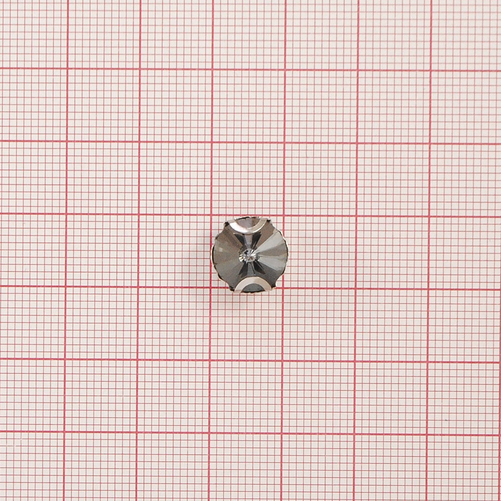 Стразы пришивные в металле, круг, 1см, black diamond, шт. Стразы пришивные в металле