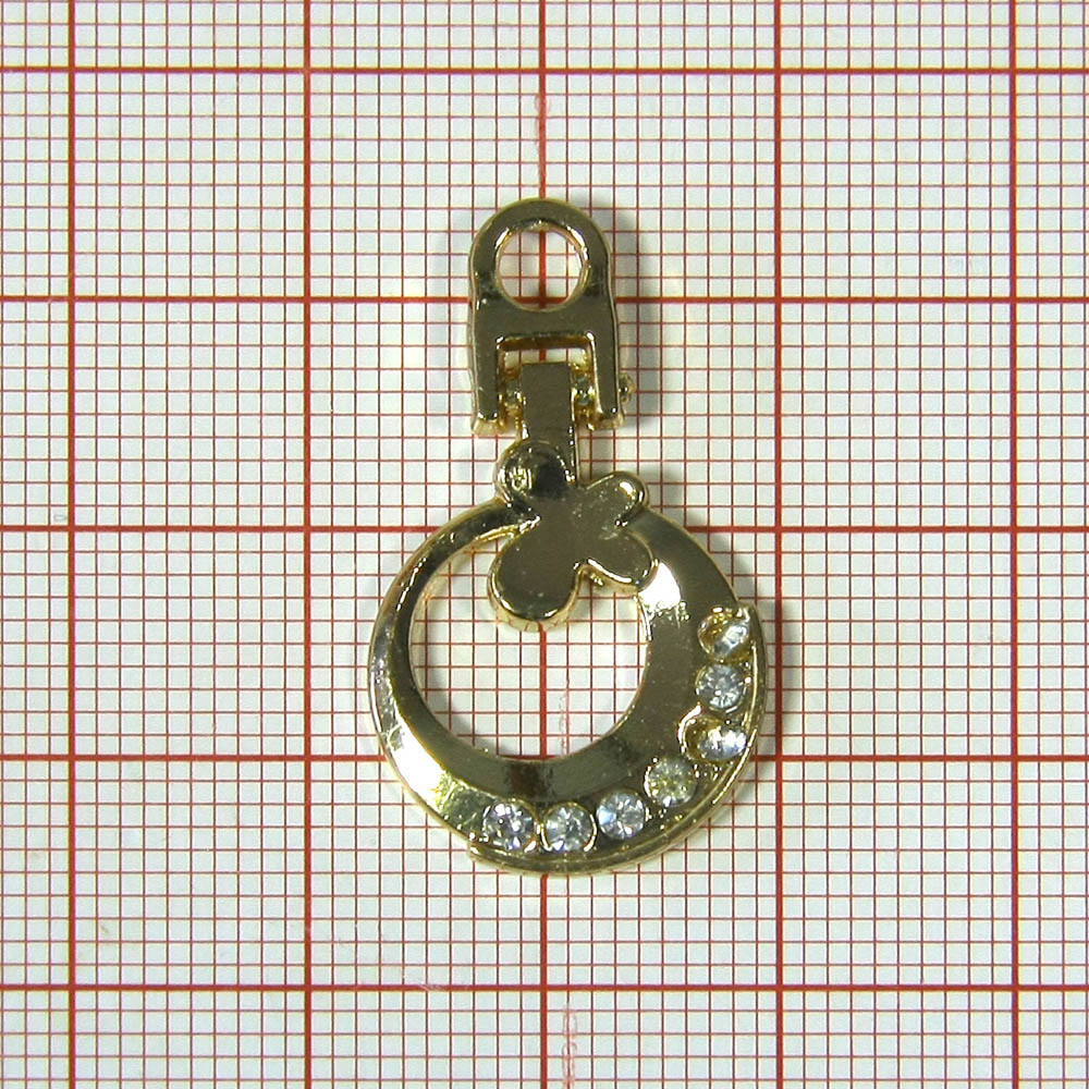 Подвеска металл Кольцо-7 белых камней Полумесяц, 30мм, GOLD, шт. Подвески