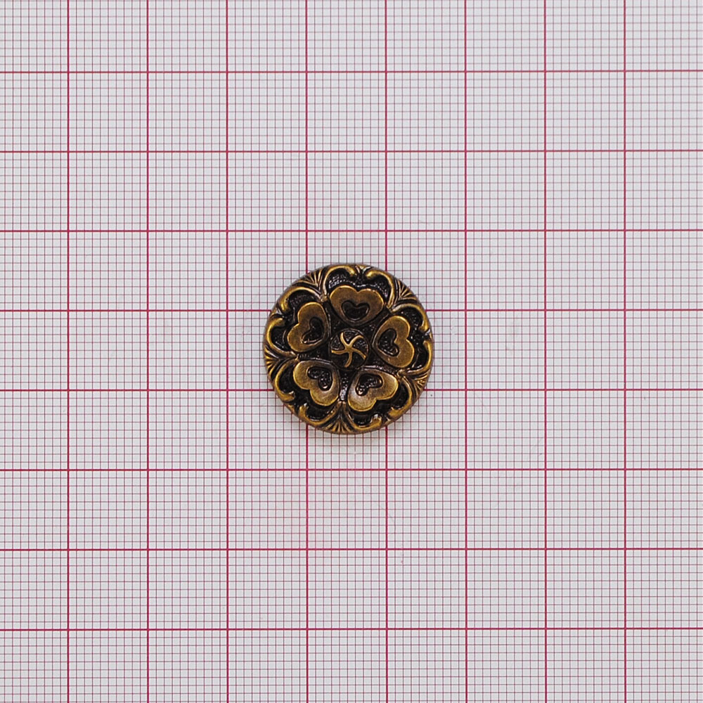 Пуговица TR-1073-34 Сердечки ANT 21мм. Пуговица металлизированная