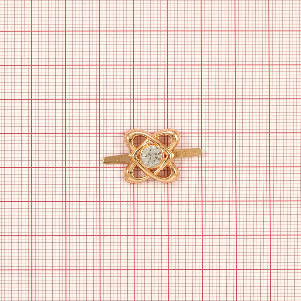 Краб металл 2 сердца зеркальный GOLD, белый камень 16*16, шт. Крабы Металл Геометрия Декор