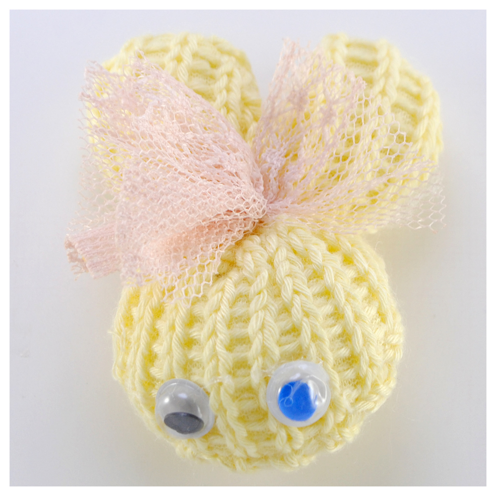 Аппликация тк. приш. дет. зайчик вязаный 4*6см, желт., роз., шт. Аппликации Пришивные Кружевные Вязаные