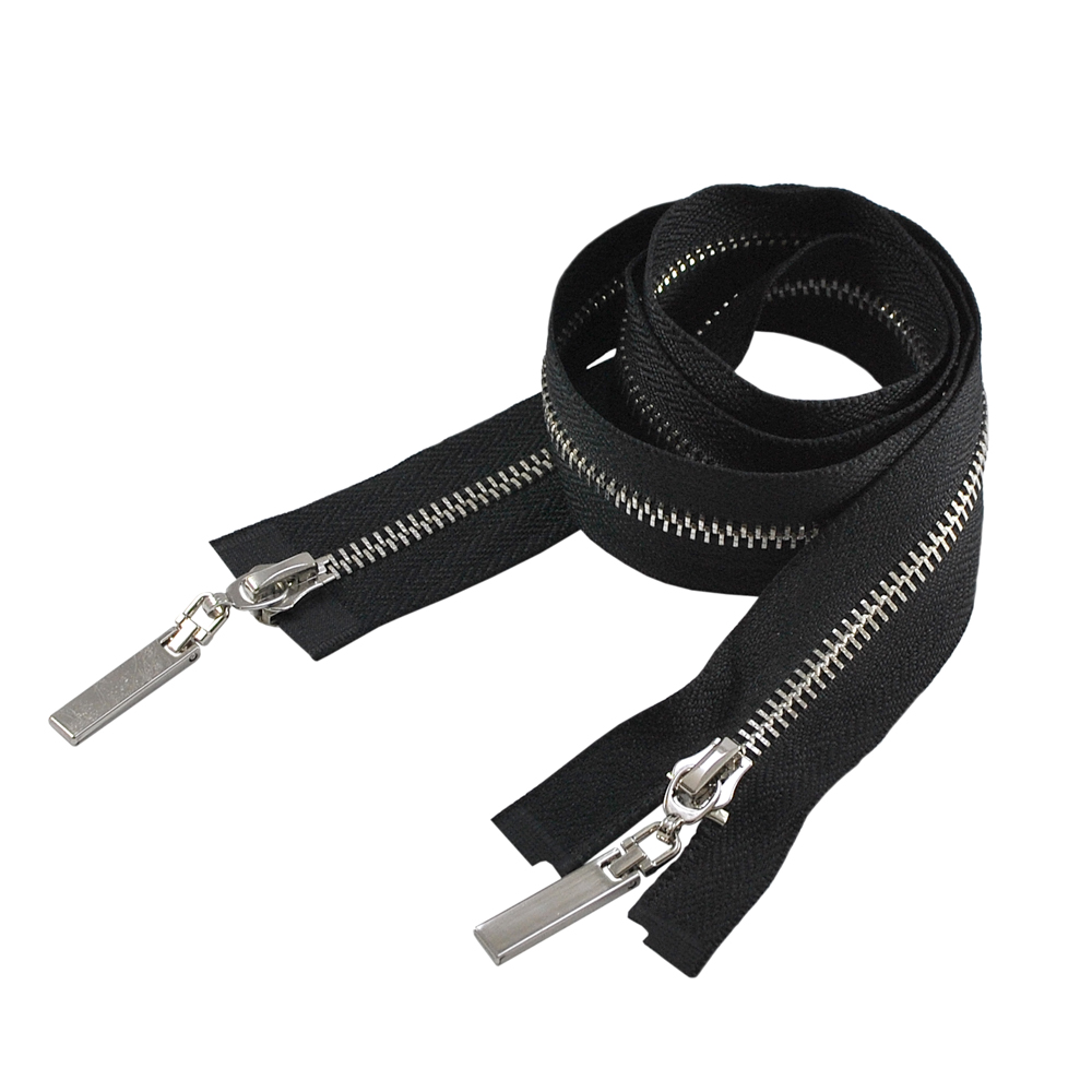 Змейка металлическая  №5 85см О/Е NIKEL, черная ткань, двусторонняя, шт. Змейка Металл