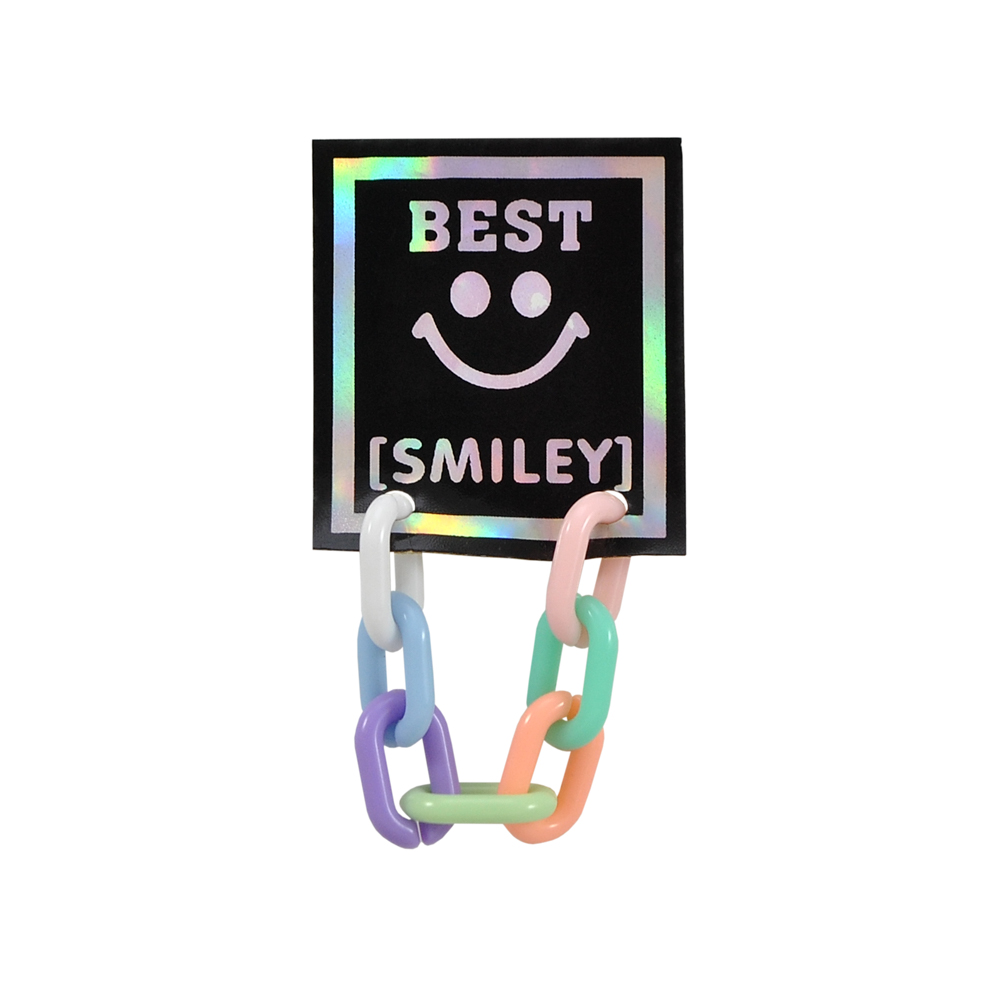 Лейба клеенка с радужной цепочкой Смайл, 3,5*4см, голограмма, черный, шт. Лейба Клеенка