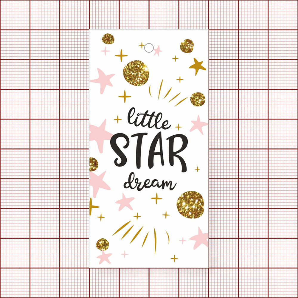 Этикетка бумажная Little STAR dream (звёзды) 40*80мм, глянц.ламинация /обычный картон 250гр/, шт. Этикетка бумага