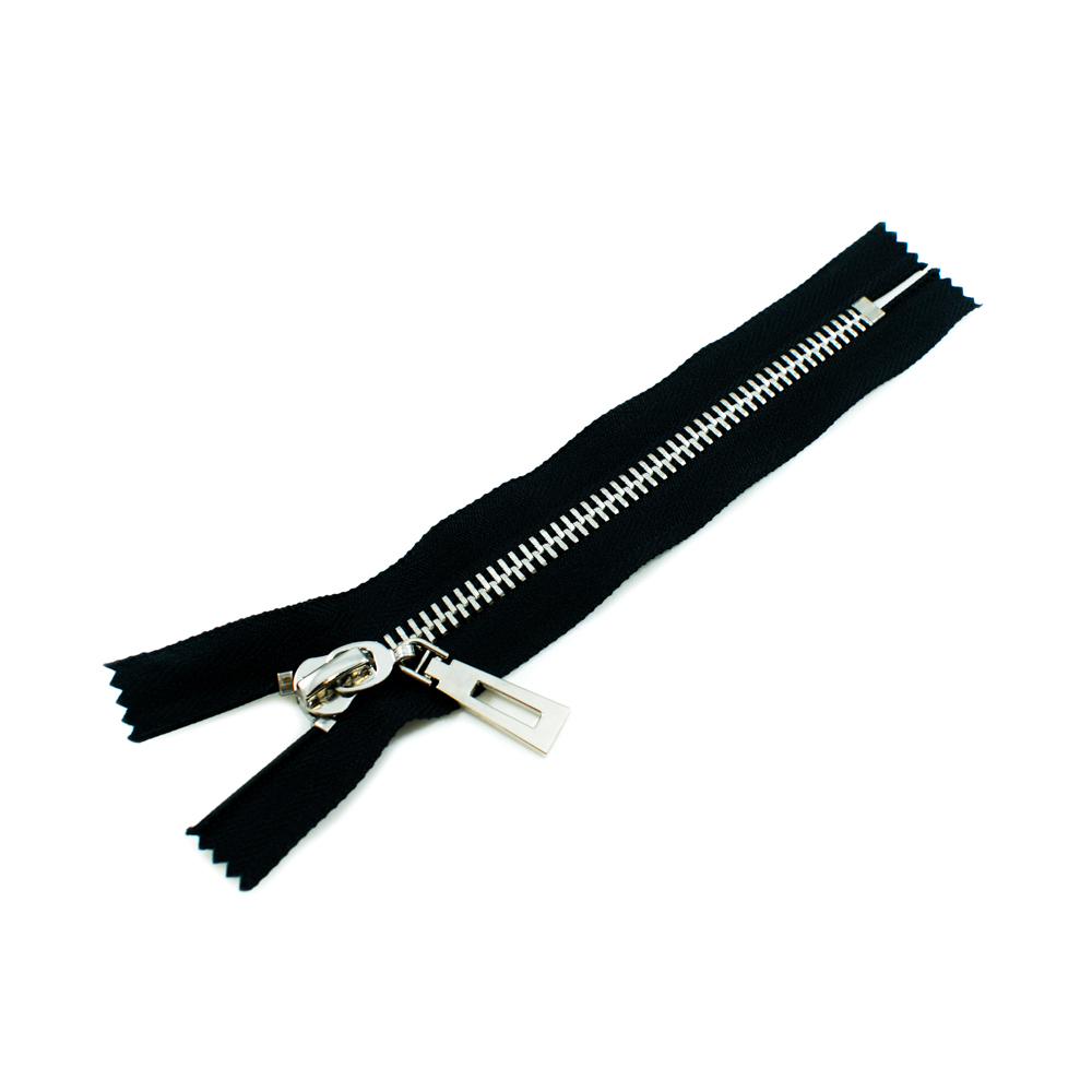 Змейка металлическая №8 18см С/Е Nickel и черная ткань, шт. Змейка Металл