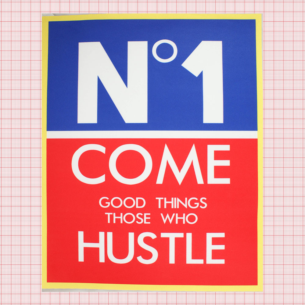 Аппликация пришивная COME hustle №1* 29,5*23,5см белые буквы, красный и синий фон, желтая рамка, шт. Аппликации Пришивные Постер