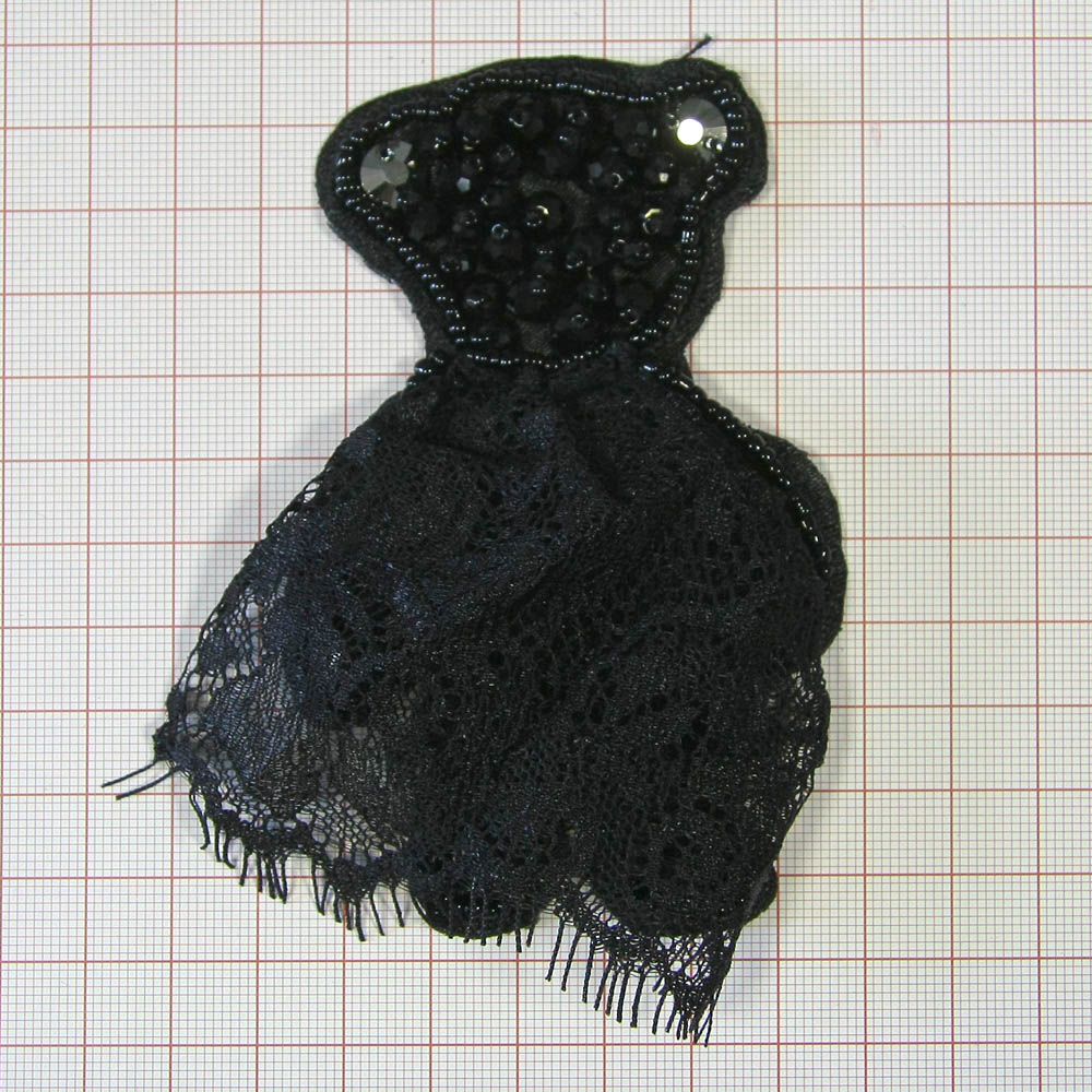 Аппликация декор №105 Медвежонок черный, кружево. Аппликация Декор