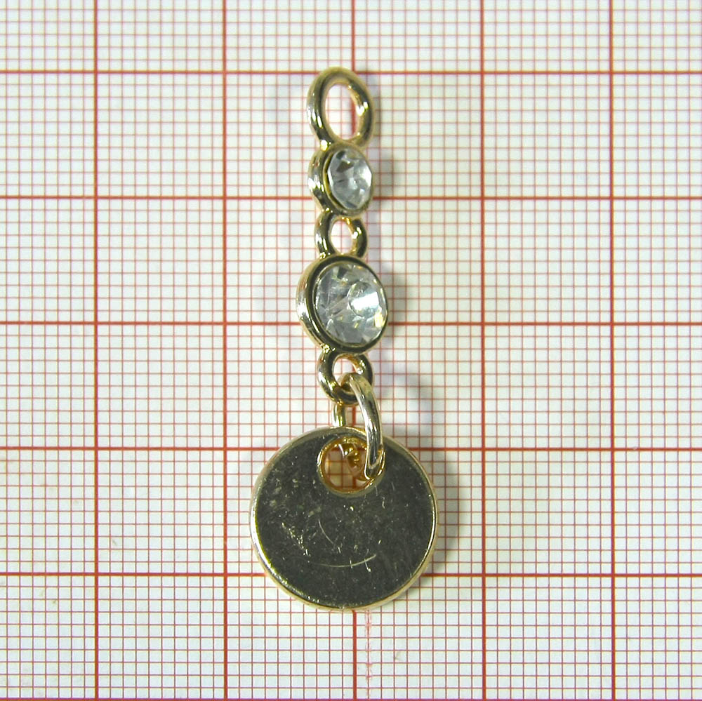 Подвеска металл Монетка, 2 белых камня, 44мм, GOLD, шт. Подвески