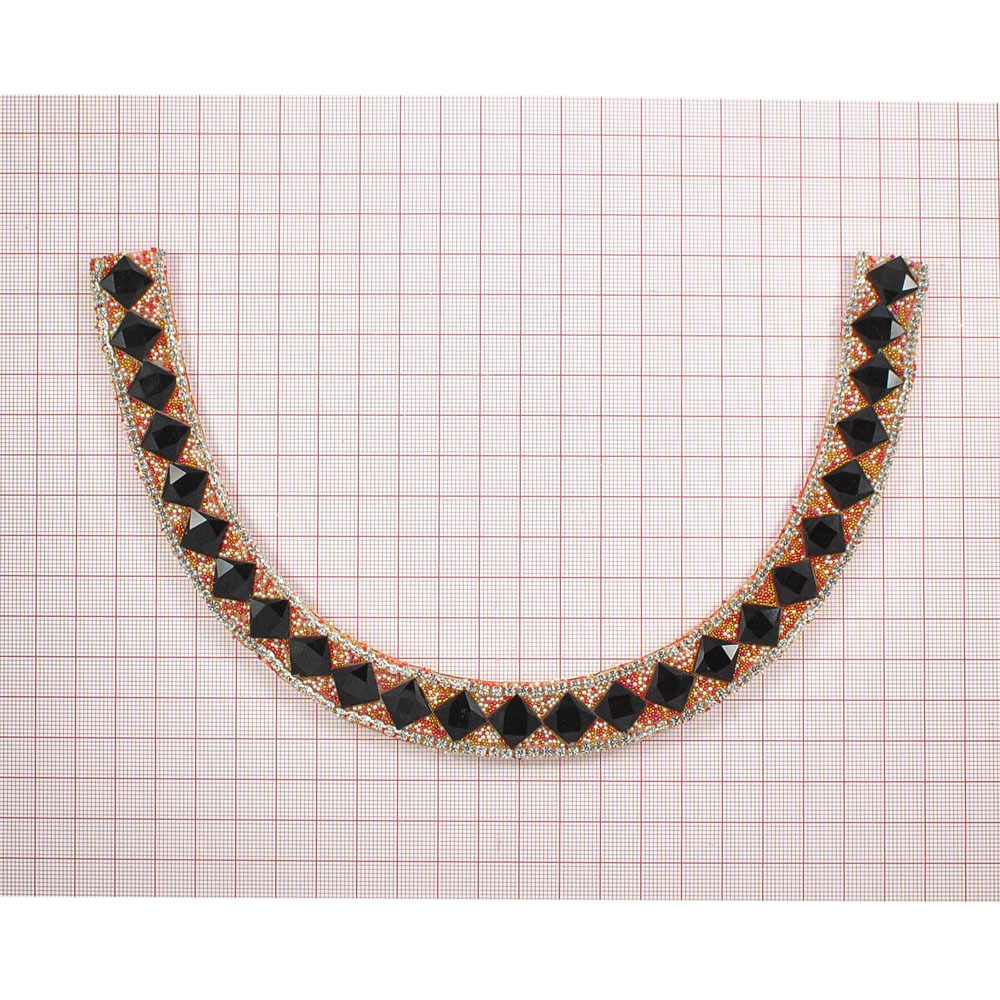 Воротник Квадраты черные камни, цветная россыпь, шт. Воротники