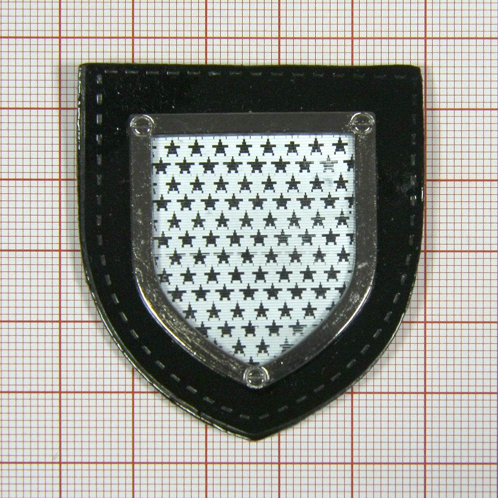 Лейба кожзам 3D Racing Герб черно-белая 47*53мм, шт. Лейба Кожзам