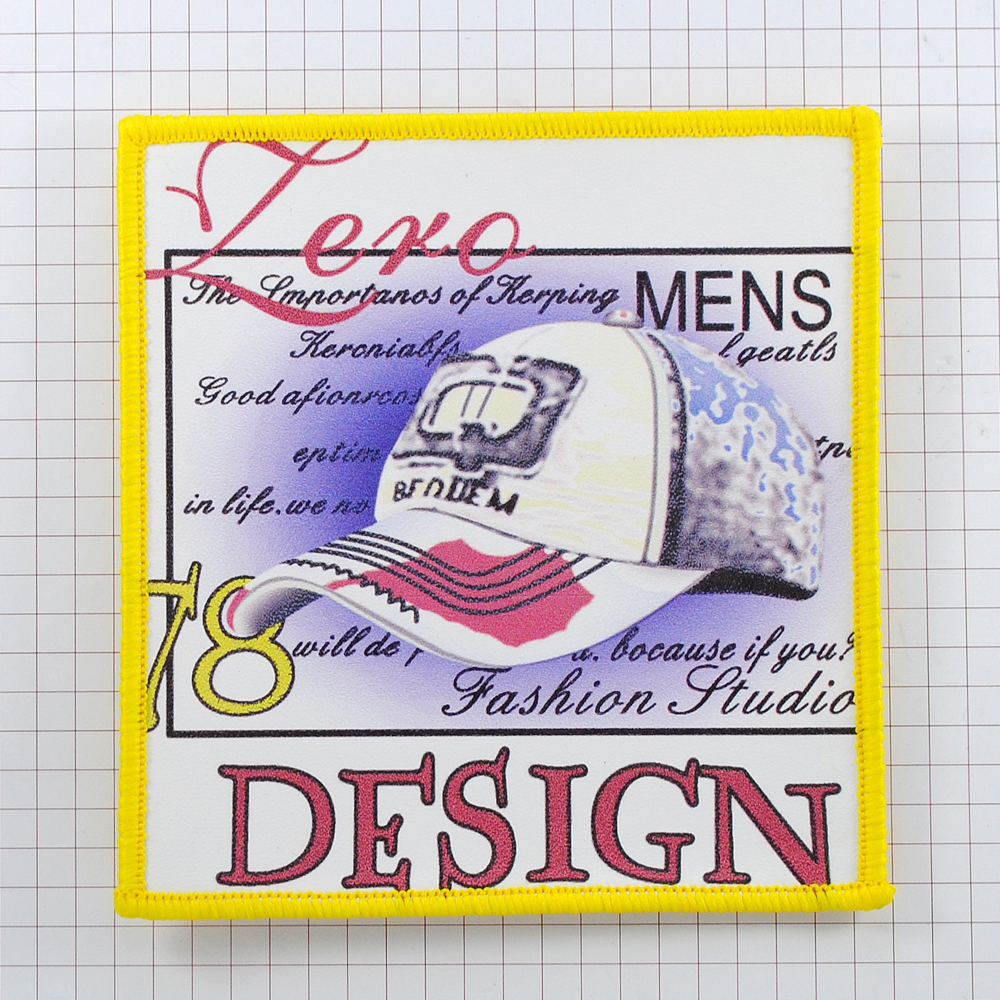 Нашивка кожзам Zero 78 design, 10*10.5 см, бейсболка, желтая рамка, шт. Нашивка Кожзам