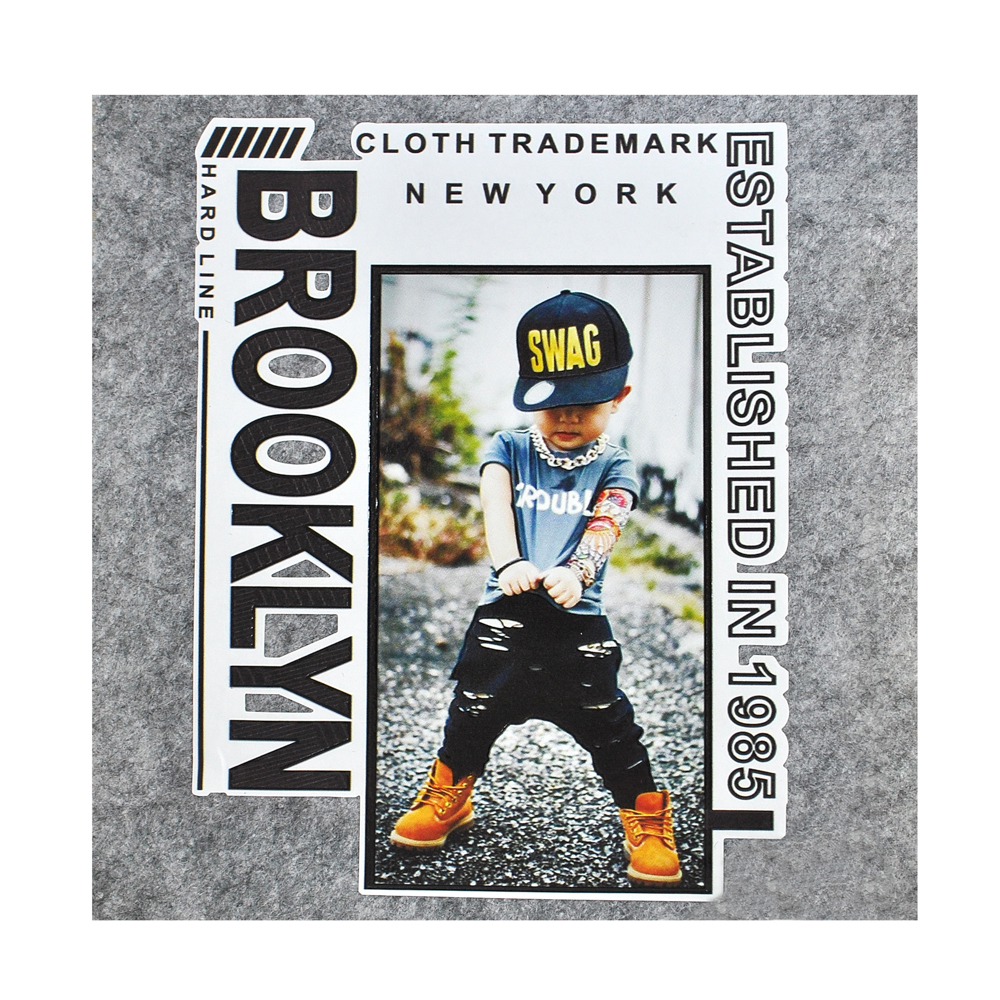 Термоаппликация Мальчик BROOKLYN New York, 15,5*20,3см, белый, черный, серый, желтый, шт. Термопереводки Ассорти