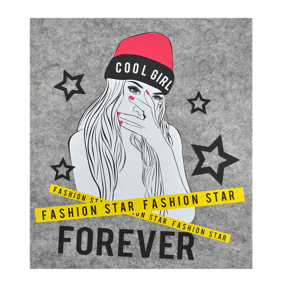 Термоаппликация Девушка в шапке FOREVER, 19*20,5см, черный, желтый,  белый, малиновый, шт. Термопереводки Ассорти