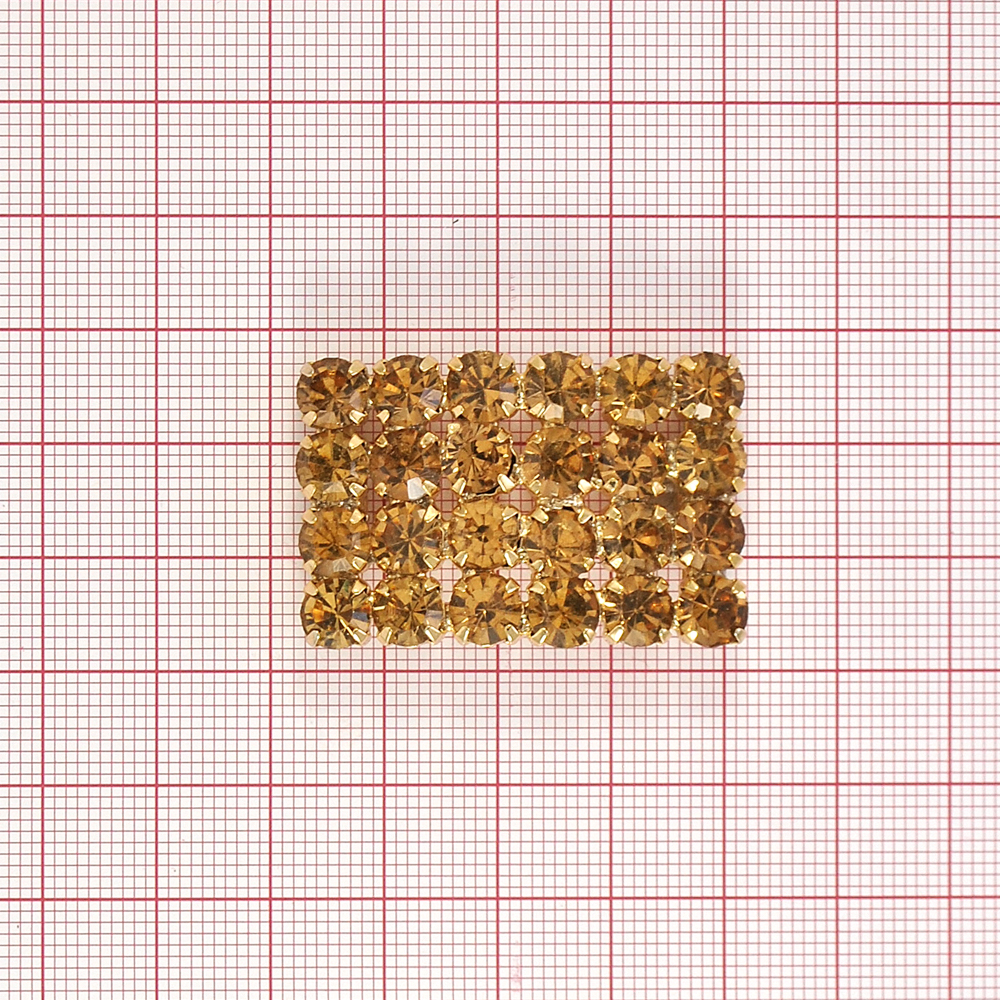 Краб металл F-5516 Щит 37*25мм GOLD, 24 камня топаз, шт. Крабы Металл Геометрия Декор