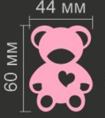 Аппликация, Мишка сердце, 4,4*6см, плёнка 62401, лазер, шт. Термоаппликация плоттер/лазер