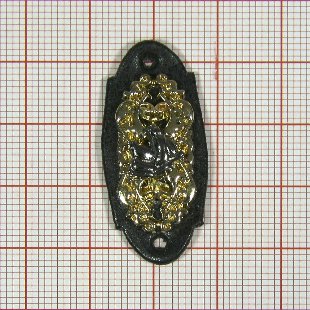 Лейба кожзам Голова Конь 36*16мм черная, GOLD. Лейба Кожзам