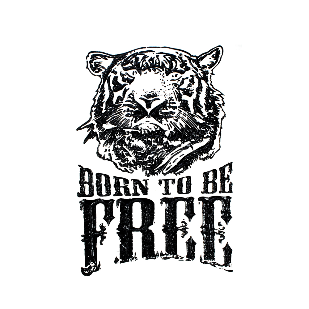 Аппликация пришивная конгрев BORN TO BE FREE Тигр 27*24см черная, белая, шт. Аппликации Пришивные Рельефные