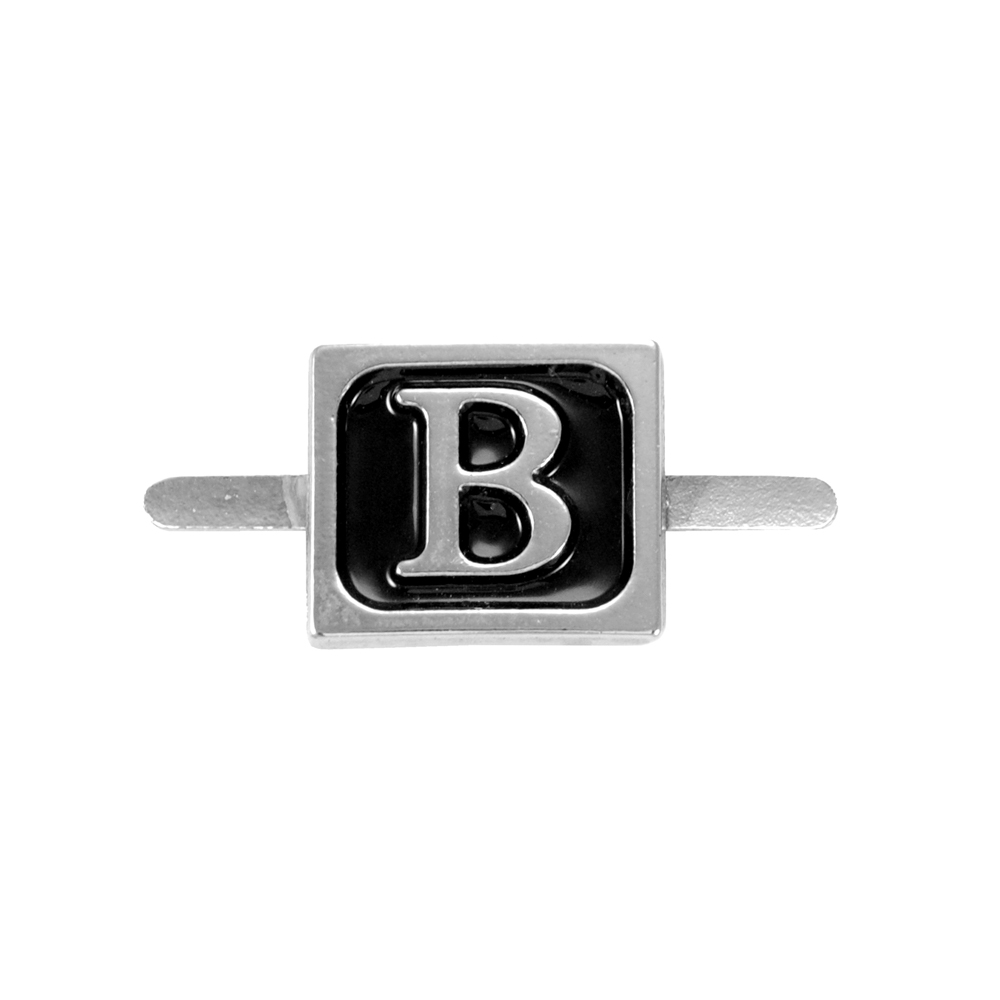 Краб металл буква "B", 1,6*1,4см, никель, черная эмаль, шт. Крабы Металл Надписи, Буквы