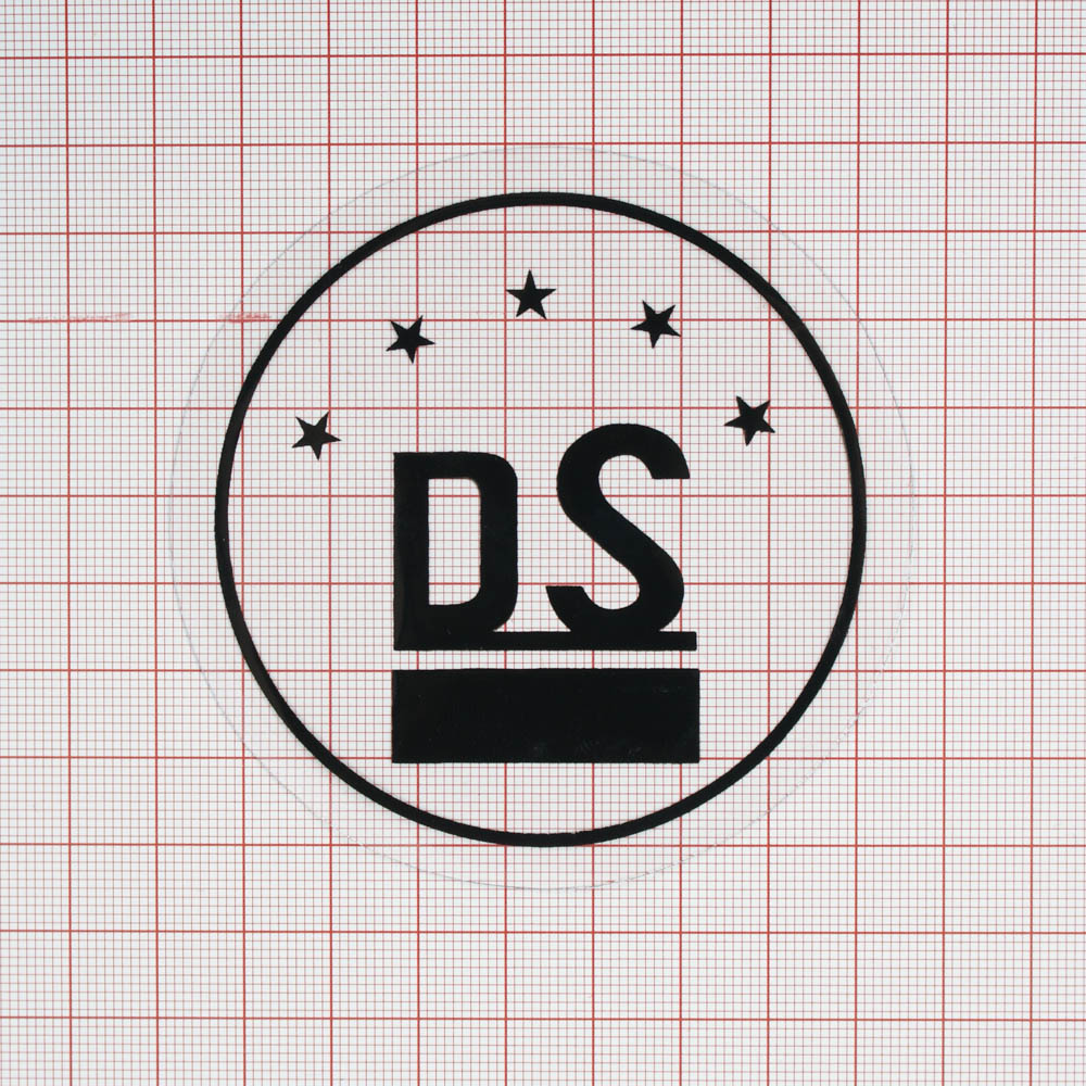 Аппликация клеенка пришивная прозрачная  DS***,  Ø 8.5см, черный лого, шт. Аппликации Пришивные Резиновые