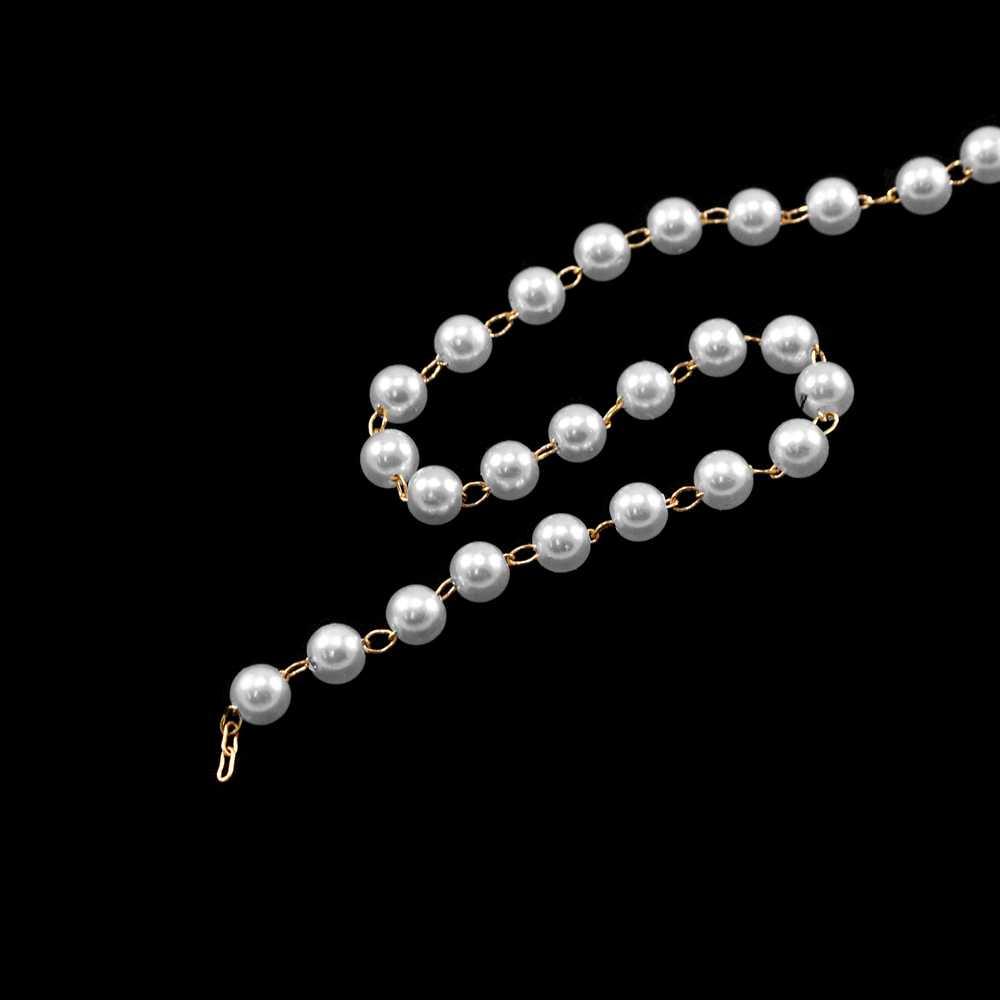 Тесьма-цепочка Нить жемчуга, 0,6см, золото, жемчуг, ярд. Тесьма из страз