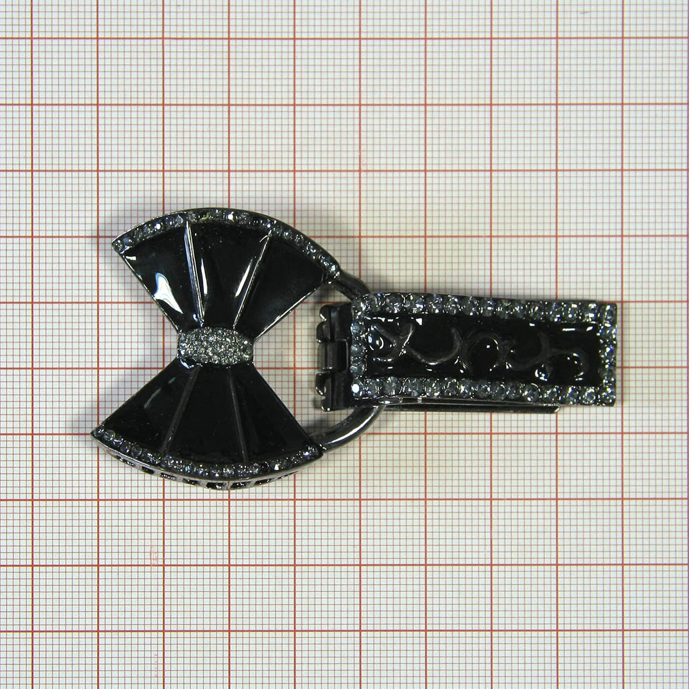 Клипса шубная 3279653 BLACK NIKEL, черная эмаль, черные прозрачные камни, шт. Клипсы шубные, крючки
