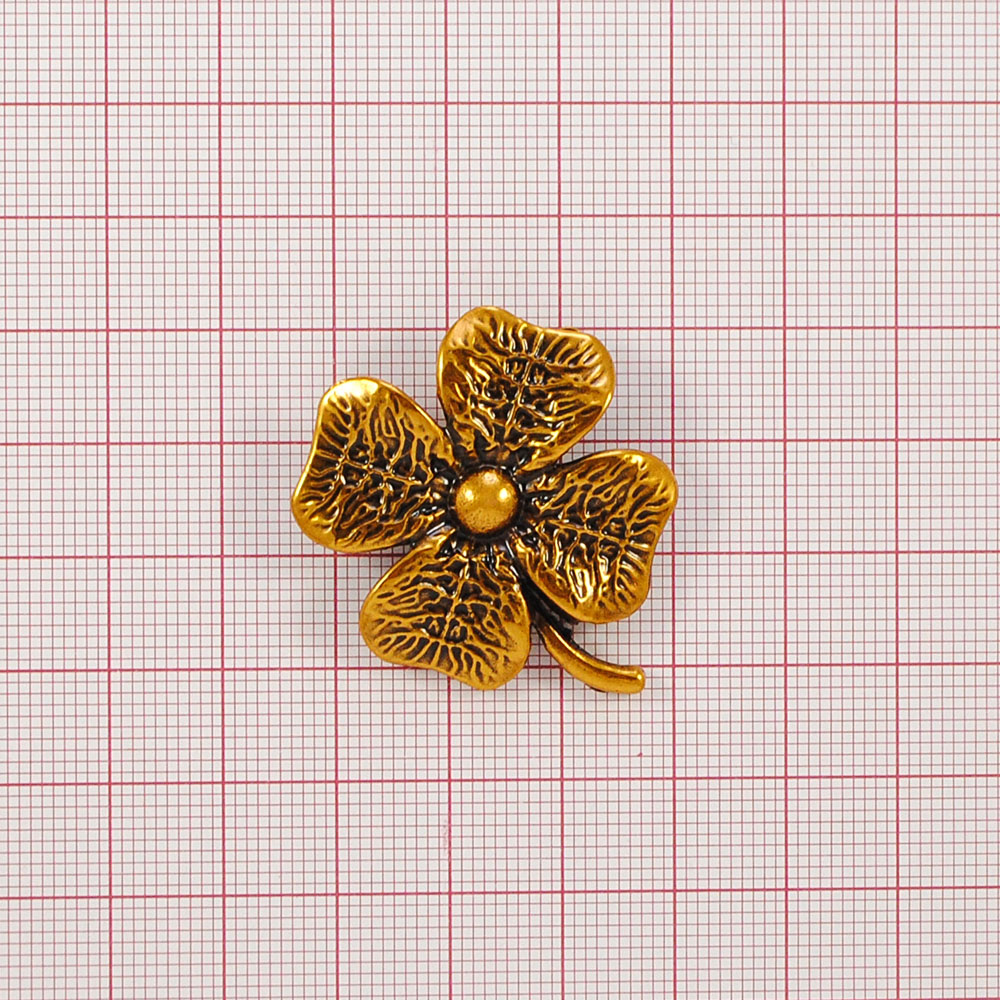Краб металл Клевер 33*33мм ANTIC GOLD, шт. Крабы Металл Цветы, Жуки