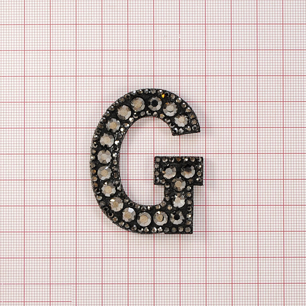 Аппликация клеевая стразы G 5,5*4,3см, черный, камни хематит, шт. Аппликации клеевые Стразы комб.
