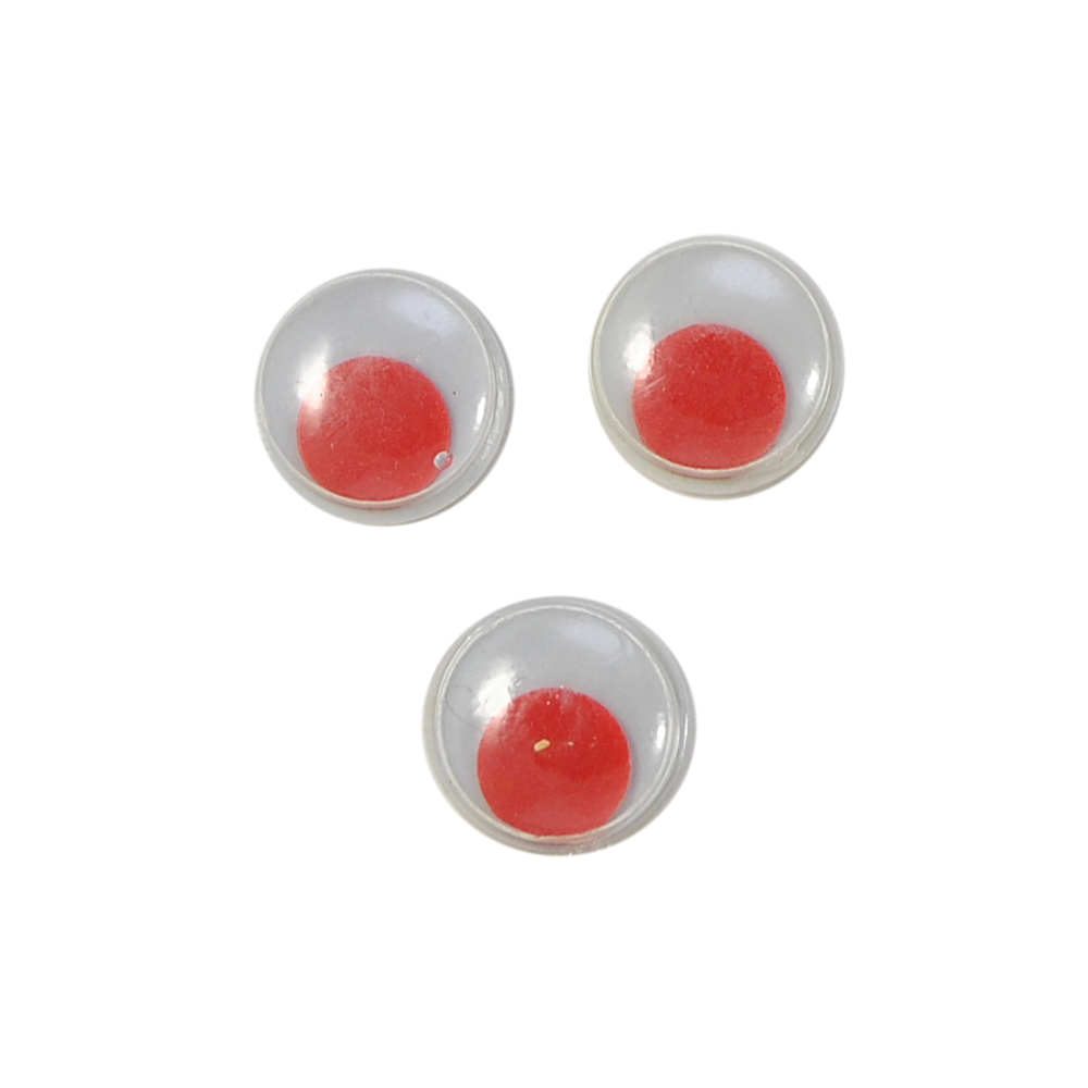 Глаз P-01, 8мм, белый, подвижный красный зрачок, 1тыс.шт. Глазики P