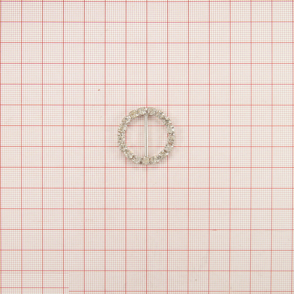 Украшение стеклянное 7105 / А-13 NIKEL /круг маленький/. Перетяжка металл со стразами