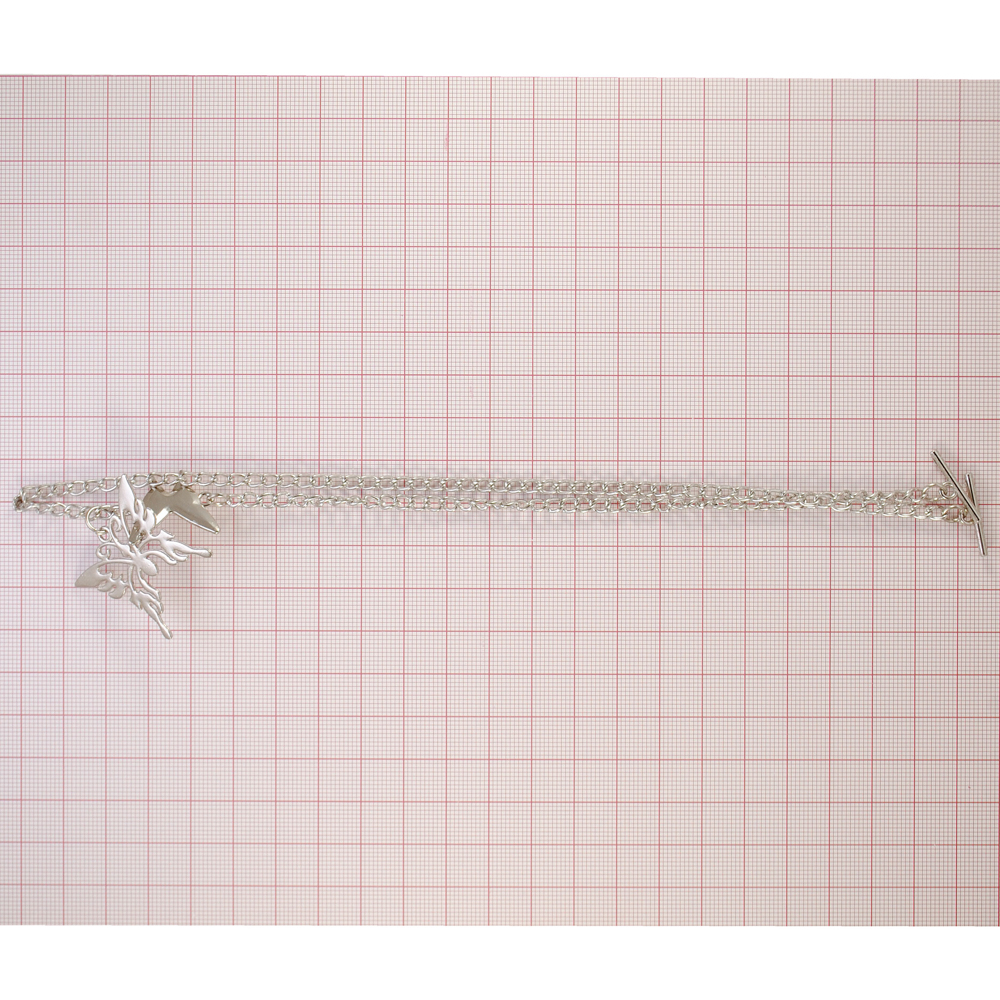 Цепь с подвеской, 43см., подвески бабочки 3см., и 2см., никель, шт.. Подвески