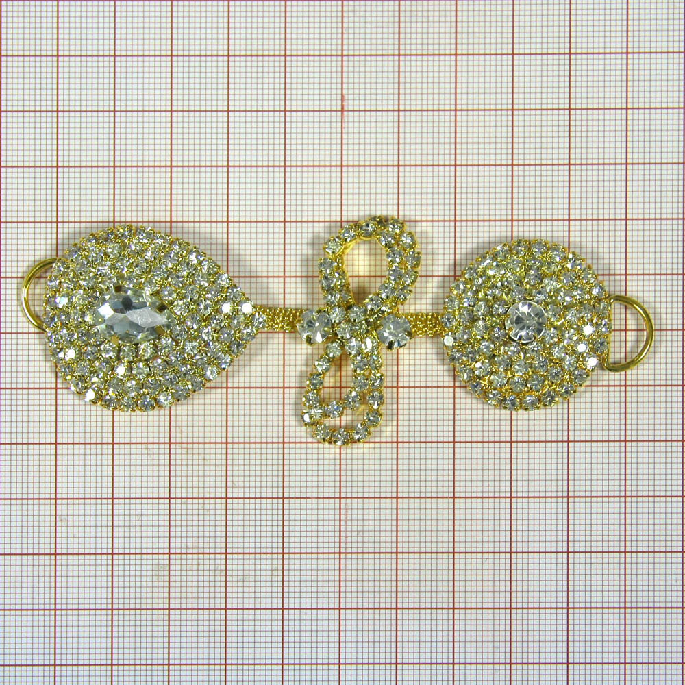 Укр.стекл. 91046 /перетяжка/ GOLD. Перетяжка металл со стразами