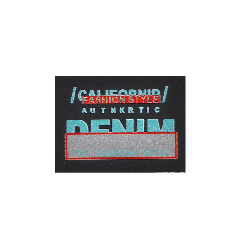 Лейба тканевая DENIM, 6,5*6,5см, черный, голубой, красный, шт. Лейба Ткань