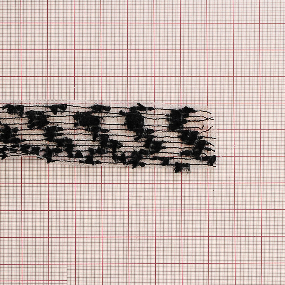 Тесьма Букле 2,5см, черный и белая сеть, 90ярд. Тесьма