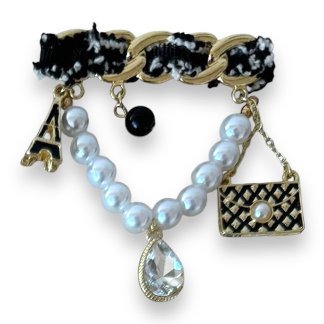 Булавка фигурная, 6,5см, золото, черный, белый, жемчуг, камни, шт. Булавки