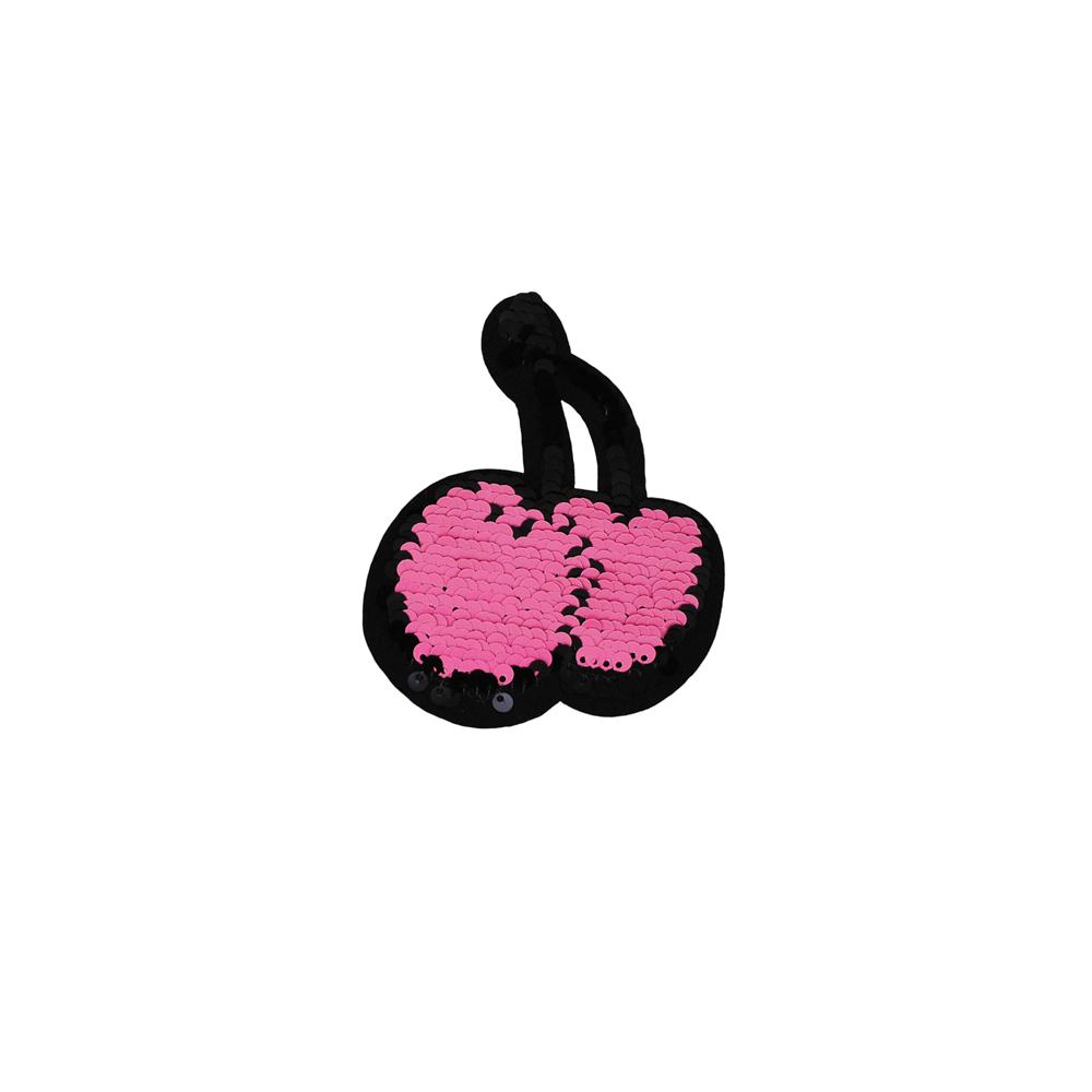 Аппликация клеевая пайетки двусторонняя Вишенки 8,5*10см черные и красные пайетки, шт. Аппликации клеевые Пайетки