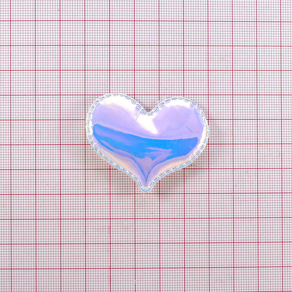 Аппликация приш. силикон. Сердце, 4*5см, голубой, шт.. Аппликации Пришивные Резина, Силикон