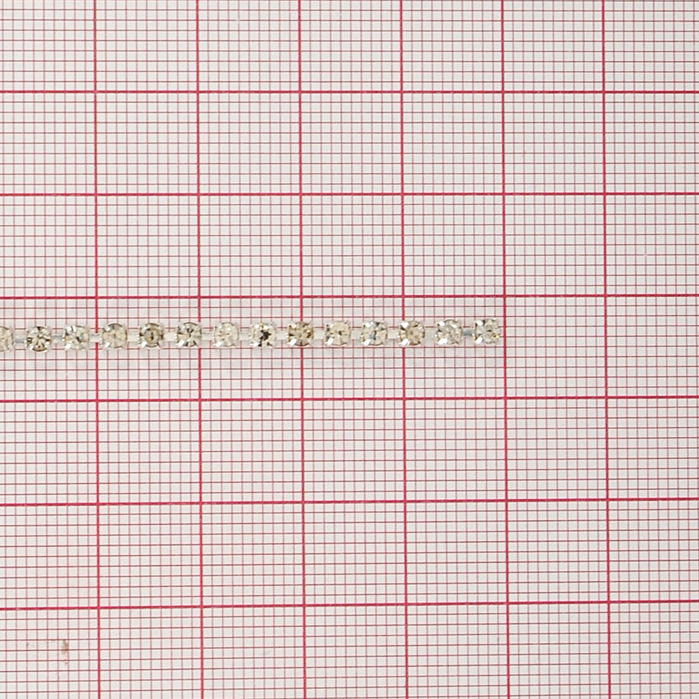 Тесьма стразы SS10, никель, белые камни, ярд. Тесьма из страз