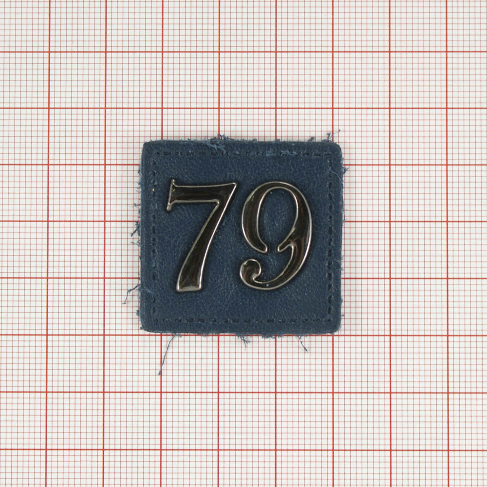 Лейба кожзам и металл Fashion tornado79 33*33мм синяя основа и металл черный никель, шт. Лейба Кожзам