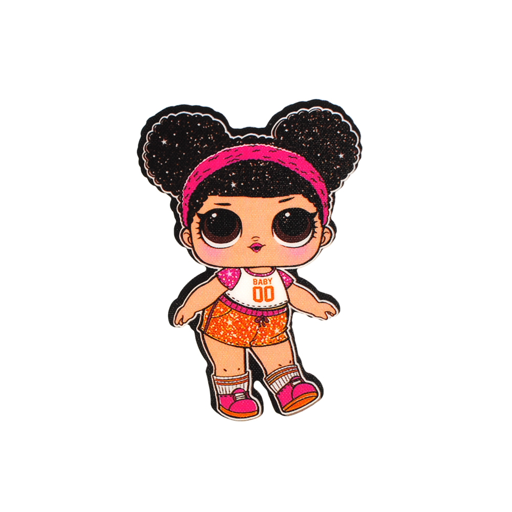 Нашивка глиттер Кукла L.O.L. (Баскетболистка) 15.5*9см розово-оранжевая, шт. Нашивка Глиттер