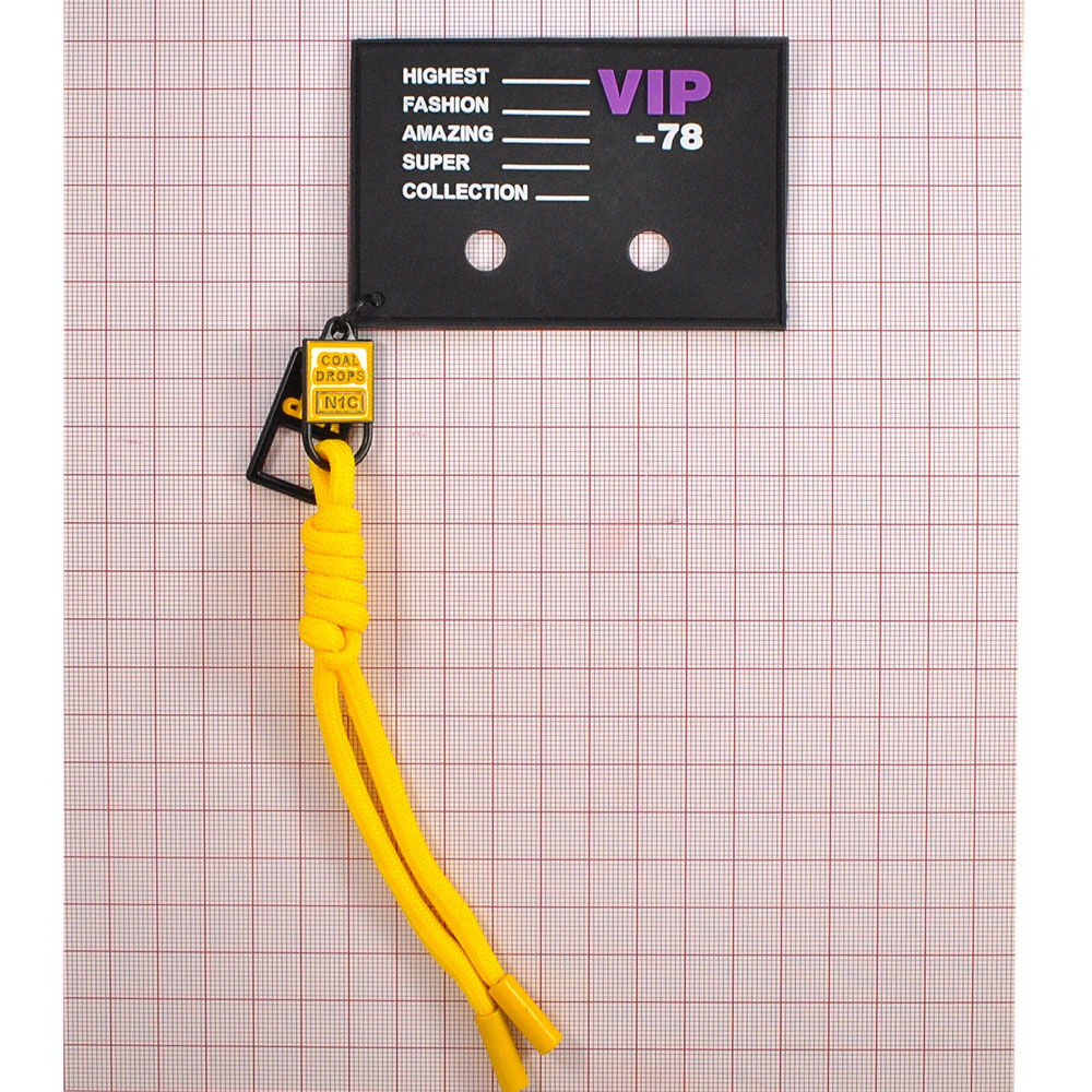 Подвеска резиновая со шнурком VIP, 6*9см, черный, белый, желтый, сиреневый, шт. Подвески