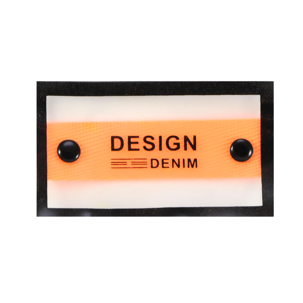 Лейба клеенка с хольнитенам Design Denim  3.5*6см, прозрачная, черный, оранжевый  шт. Лейба Клеенка