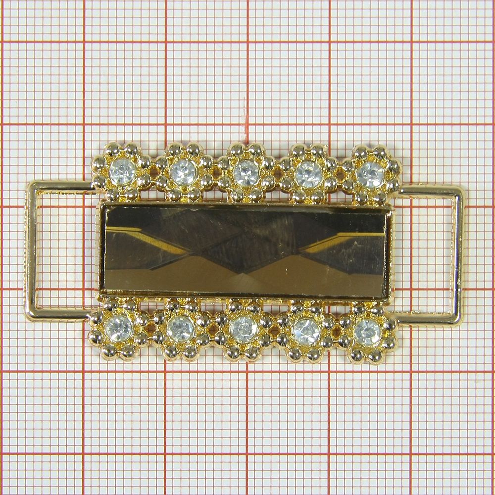 Перетяжка Ромашки 10 53*27мм GOLD, желтые камни. Перетяжка металл