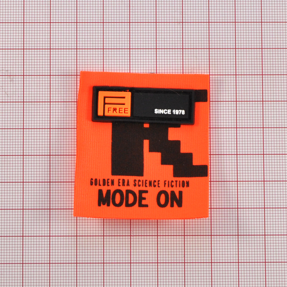 Лейба ткань и резина Mode on, 5*5.5см, черный, белый, оранжевый, шт. Лейба Ткань