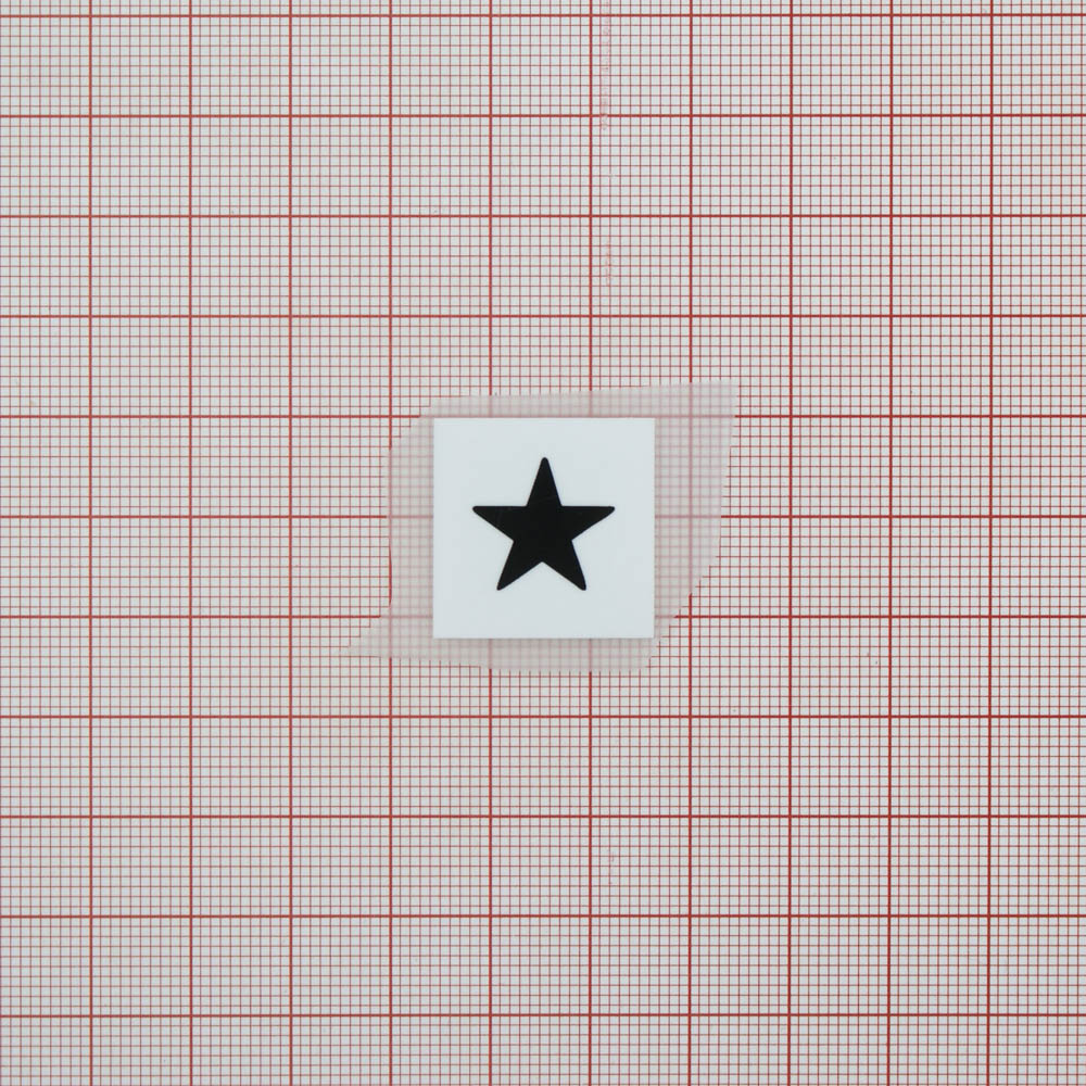 Термоаппликация резиновая Звезда 22*22мм белая квадратная, черный лого, шт. Термоаппликации Резиновые Клеенка